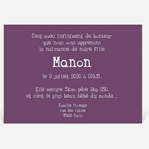 Verso du faire-part