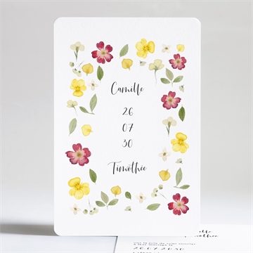 Carte Invitation Anniversaire Couronne de Fleurs, Portrait, recto