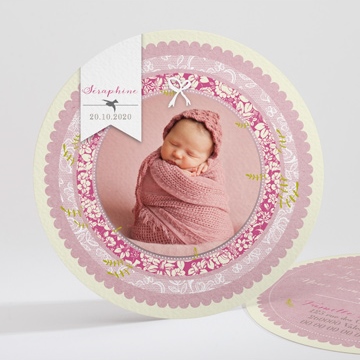 Faire-part Naissance Petites fleurs et noeud - POC0001