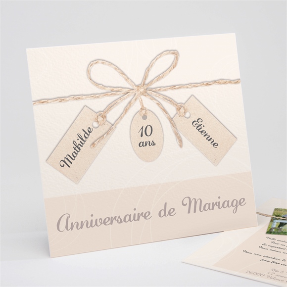 Invitation Anniversaire De Mariage Ficelle Pastel Trompe L Oeil Monfairepart Com