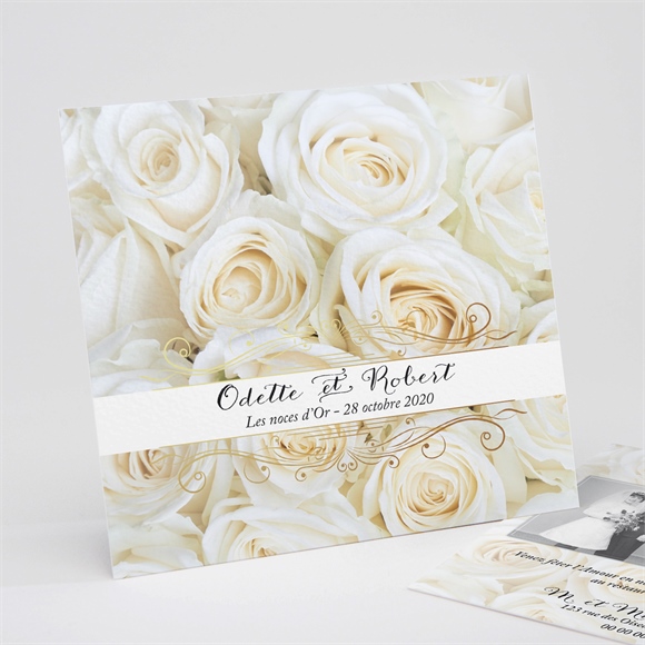 Invitation Anniversaire De Mariage Lit De Roses Blanches Monfairepart Com